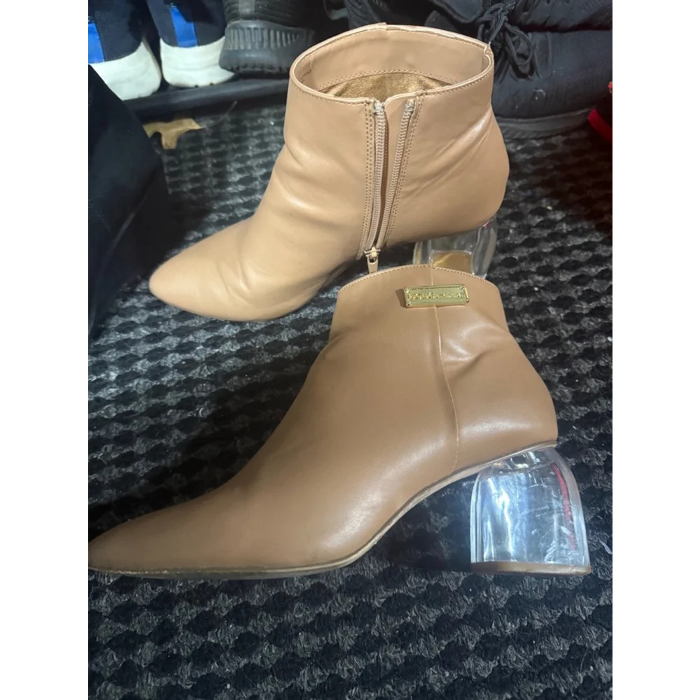 Women's BCBG Generation Tan Ankle Boots with Clear Heel!!! Accepting offers